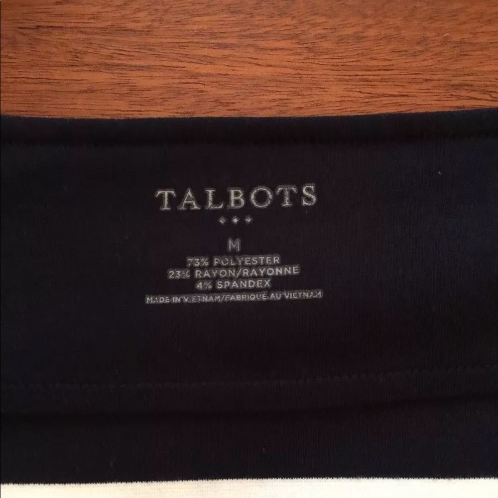 Talbots Striped Knit Top Navy & White Zipper Sz M - Picture 7 of 7